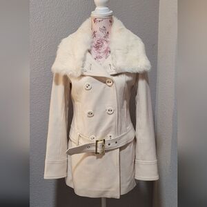 Guess Cream Double-Breasted Trench Coat